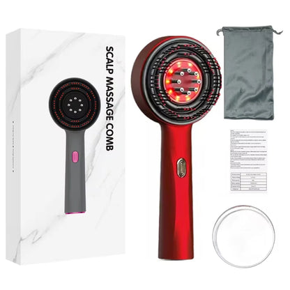 Electric Vibration Massage Comb Red Light Therapy Hair Growth Scalp Massage Brush Oil Liquid Applicator Head Massager
