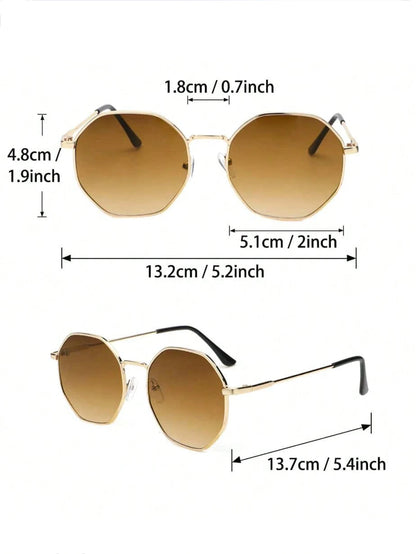 2 Pcs Metal Geometric Classical Sunglasses