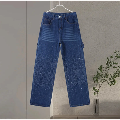 Casual Rhinestone Loose Harem Jeans
