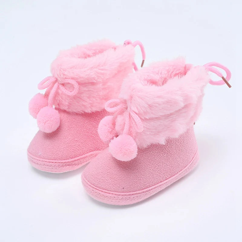 Baywell Winter Furry Snow Boots - Soft Sole Baby Girls