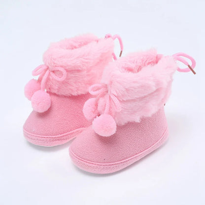 Baywell Winter Furry Snow Boots - Soft Sole Baby Girls