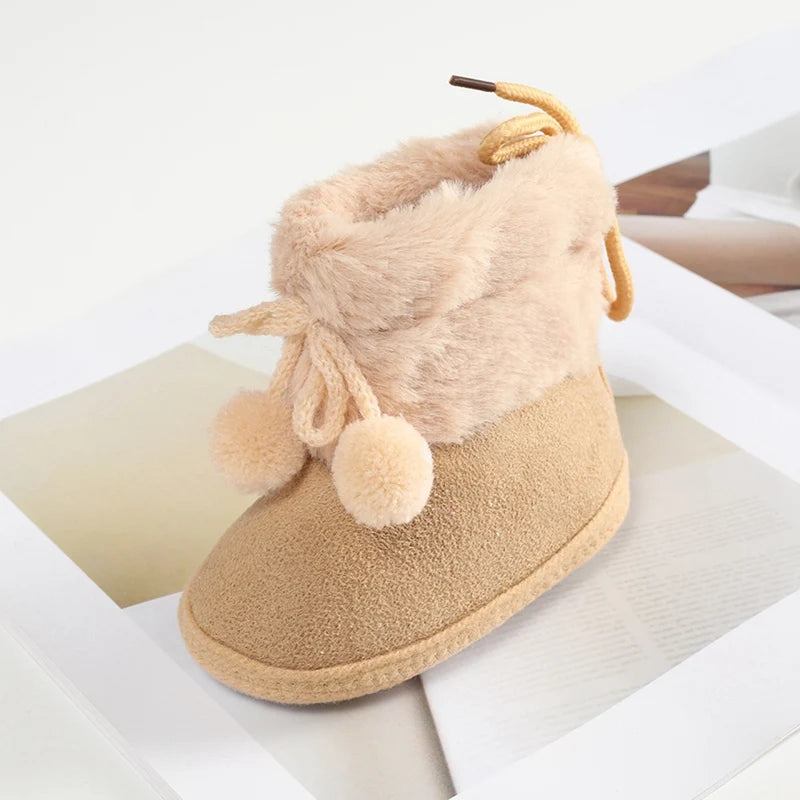 Baywell Winter Furry Snow Boots - Soft Sole Baby Girls