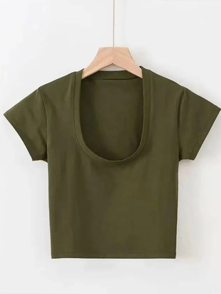 U-Neck High Waist T Shirt