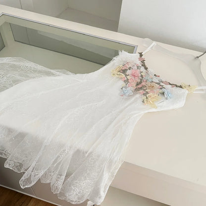 French Pearl – White Lace Fishtail Beach Dress