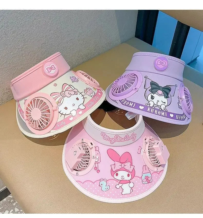 My Mellody Wide Brim Kids  Sun protection Fan Hat Charging /USB