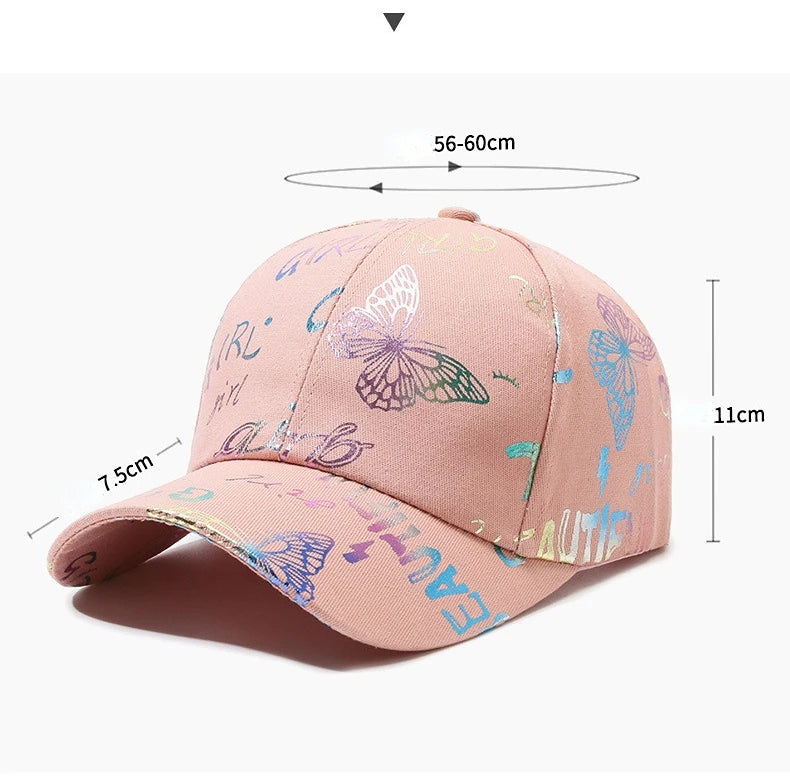 Female Male Sport Butterfly Smiling Face Letter Visors Cap