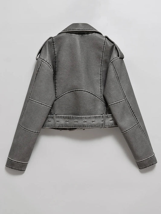 Moto Biker Short Leather Jacket
