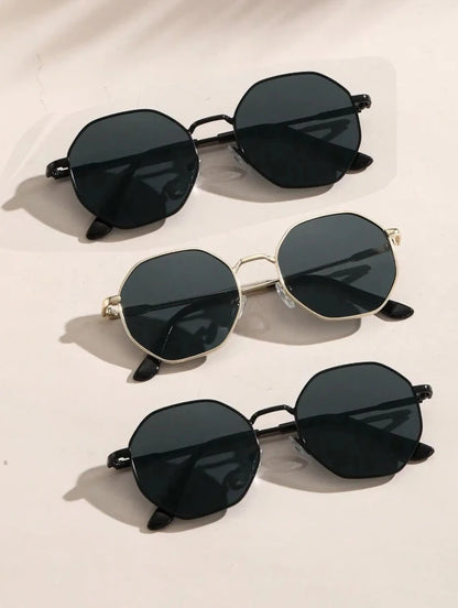 2 Pcs Metal Geometric Classical Sunglasses