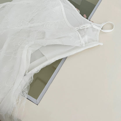French Pearl – White Lace Fishtail Beach Dress