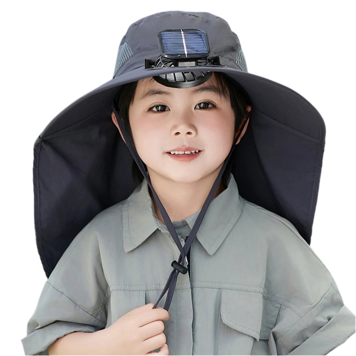 UV Protection Kids Solar/USB Charging Fan Hat For Outdoor activity