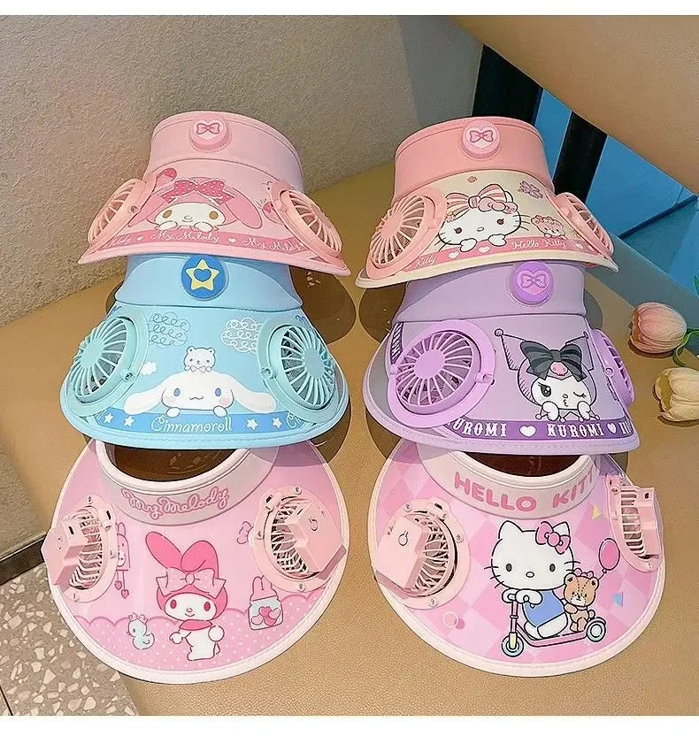 My Mellody Wide Brim Kids  Sun protection Fan Hat Charging /USB