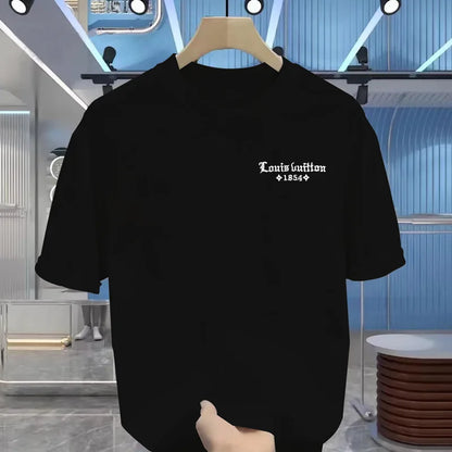 Summer Men's 100% Cotton Casual  Funny Round Neck Short  T-Shirt