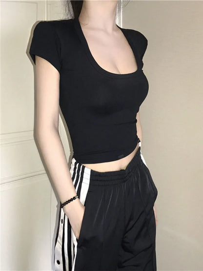 U-Neck High Waist T Shirt