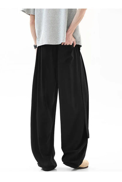 Pleated Ribbon  Loose Casual Pants