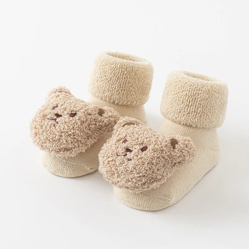 Cute Bear Baby Socks for Boys Girls Winter Soft Cotton