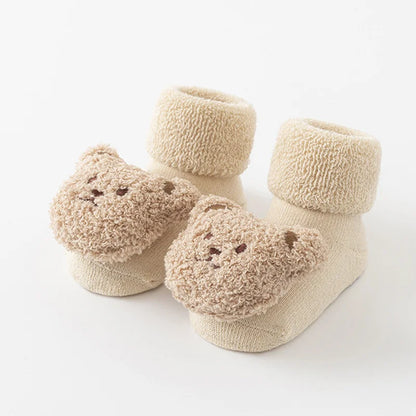 Cute Bear Baby Socks for Boys Girls Winter Soft Cotton