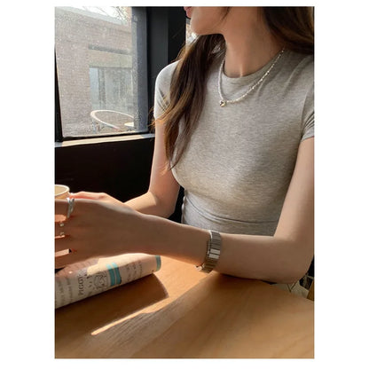Crewneck Skinny T-shirt Summer
