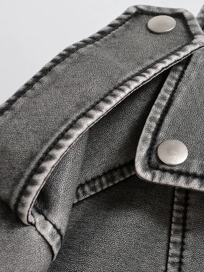 Moto Biker Short Leather Jacket