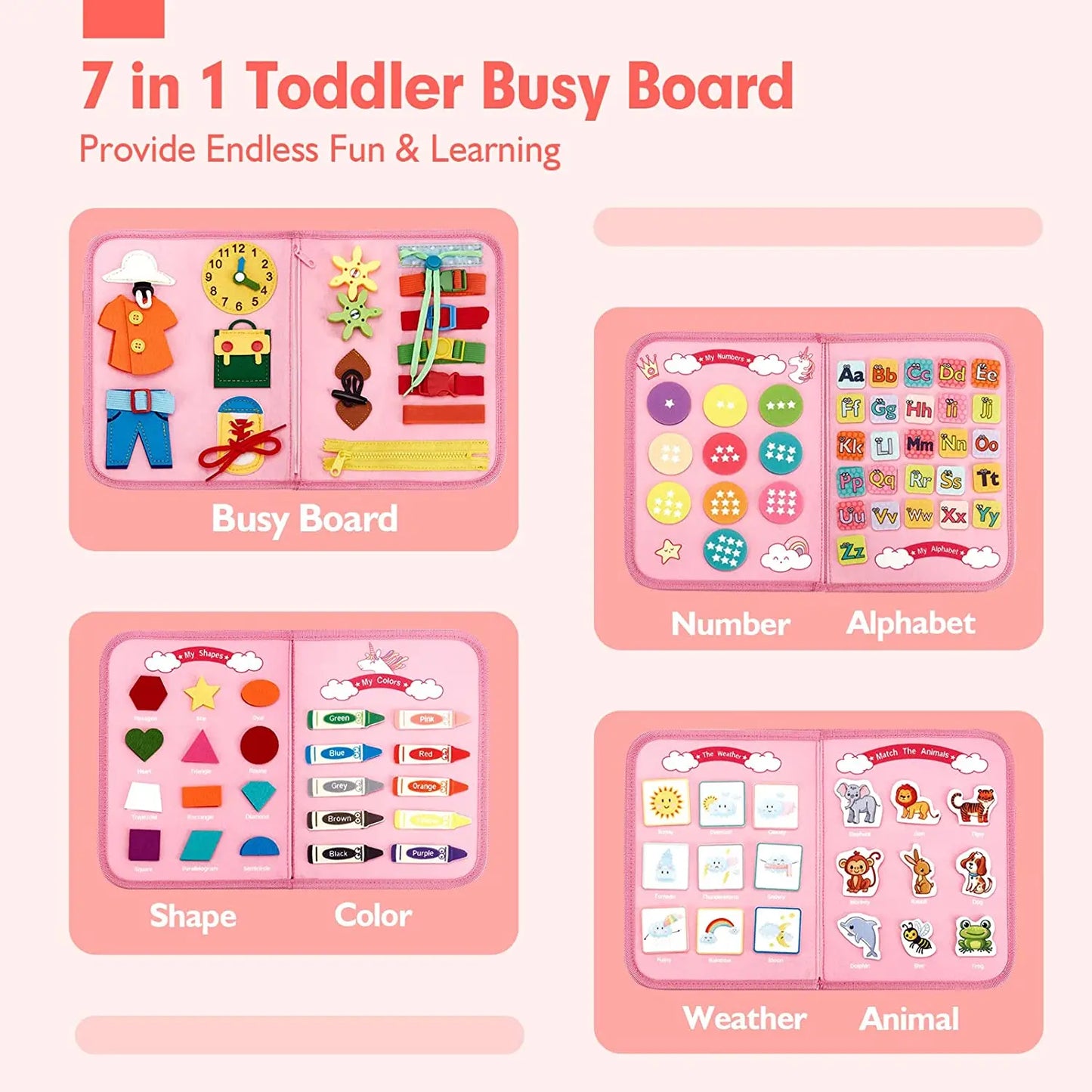 Montessori Busy Board  Activities Education Toys Basic Dress Motor Skills