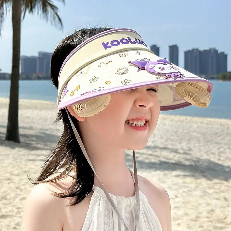 Sunscreen cooling hat with Two chargeable Fan