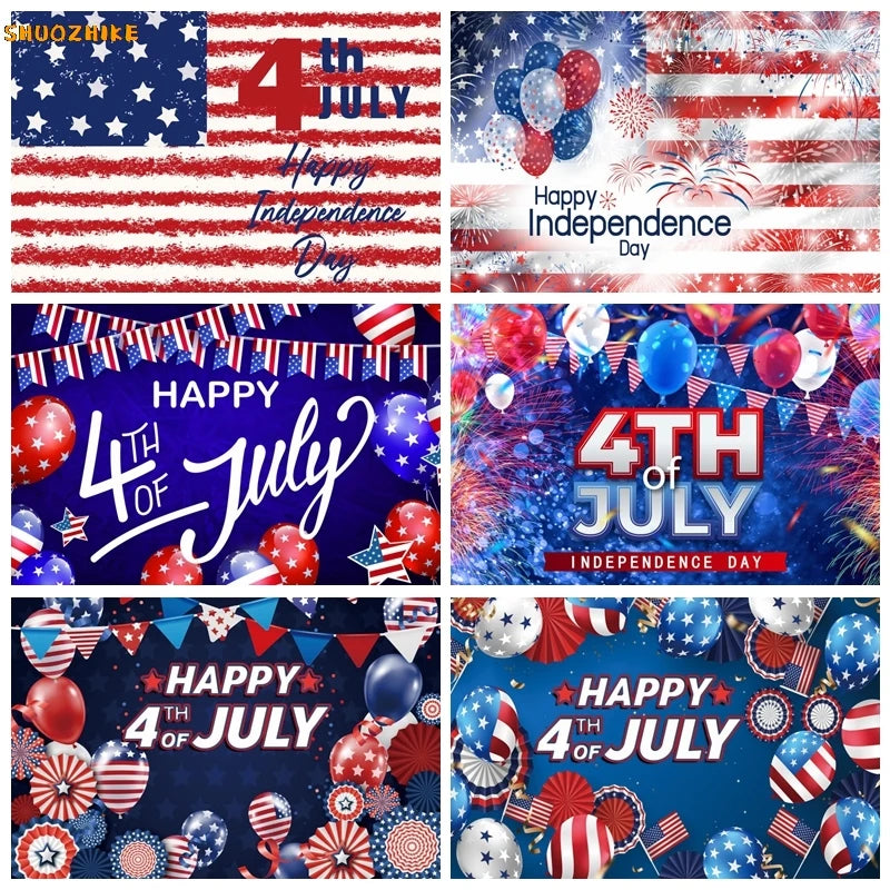 Flag and Balloon 4th Of July Day Photography