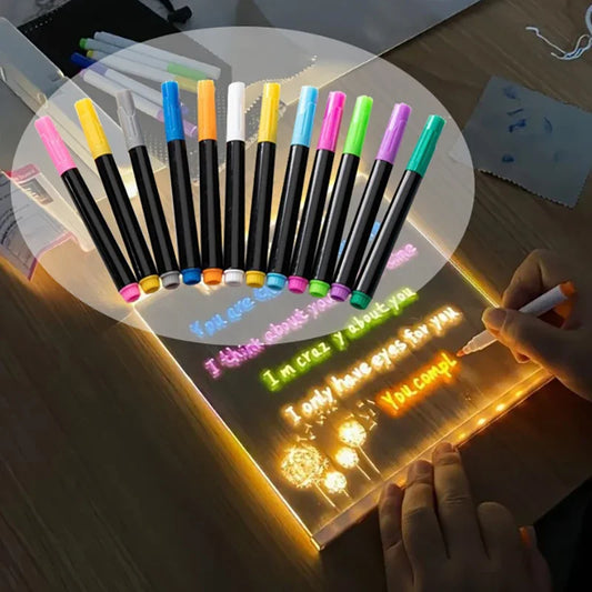 LED Luminous Blackboard Pen 12-color Erasable Liquid Colored Pen