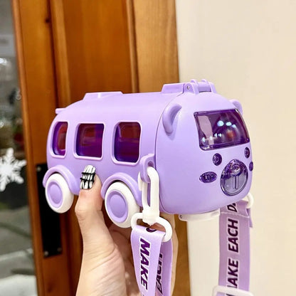 Cartoon Bus Straw Cup for Kids
