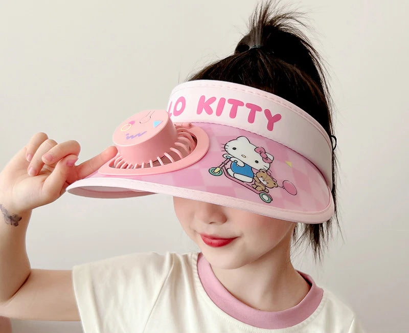 Kids Sun Protection Cooling Hat With chargeable Fan