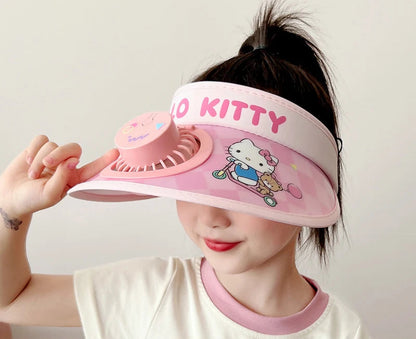 Kids Sun Protection Cooling Hat With chargeable Fan