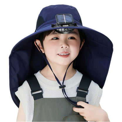 UV Protection Kids Solar/USB Charging Fan Hat For Outdoor activity