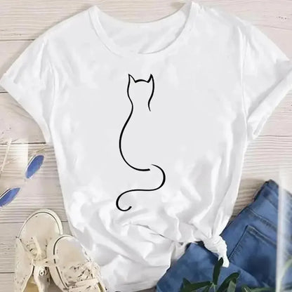 Funny Cat O Neck T-shirts