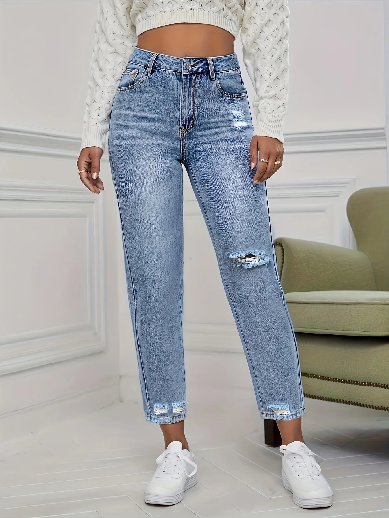 Washed Ripped Jeans |Spring and Summer