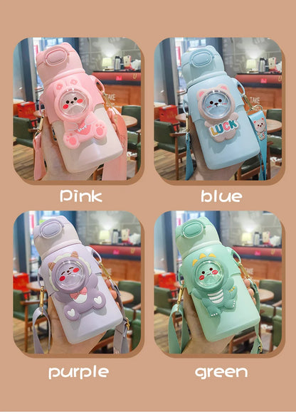 Cute Stainless Steel Leak-Proof  Water Bottle With Straw