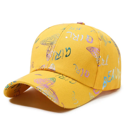Female Male Sport Butterfly Smiling Face Letter Visors Cap