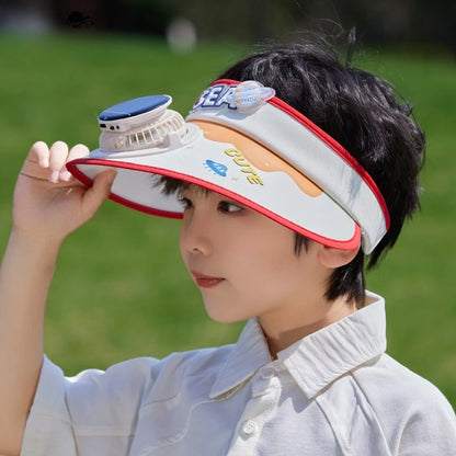 Cute Cartoon Design Solar Powered Kids Fan Hat Solar/USB