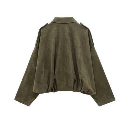 Faux Suede Loose Fit Stylish  Jacket