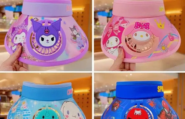Kulomi Sanrio Kids  Wide Brim  Sun protection Fan Hat Charging USB