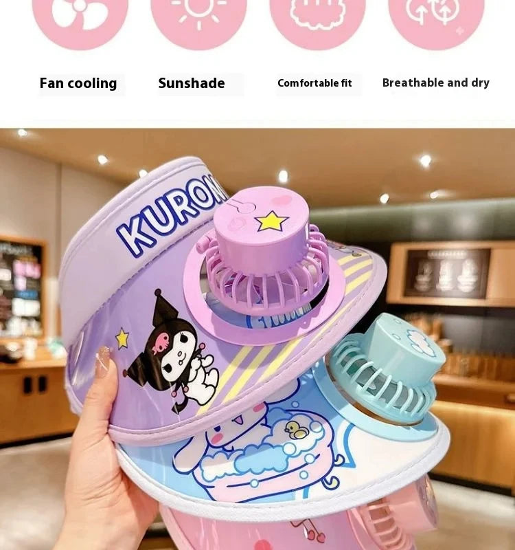 Kids Sun Protection Cooling Hat With chargeable Fan