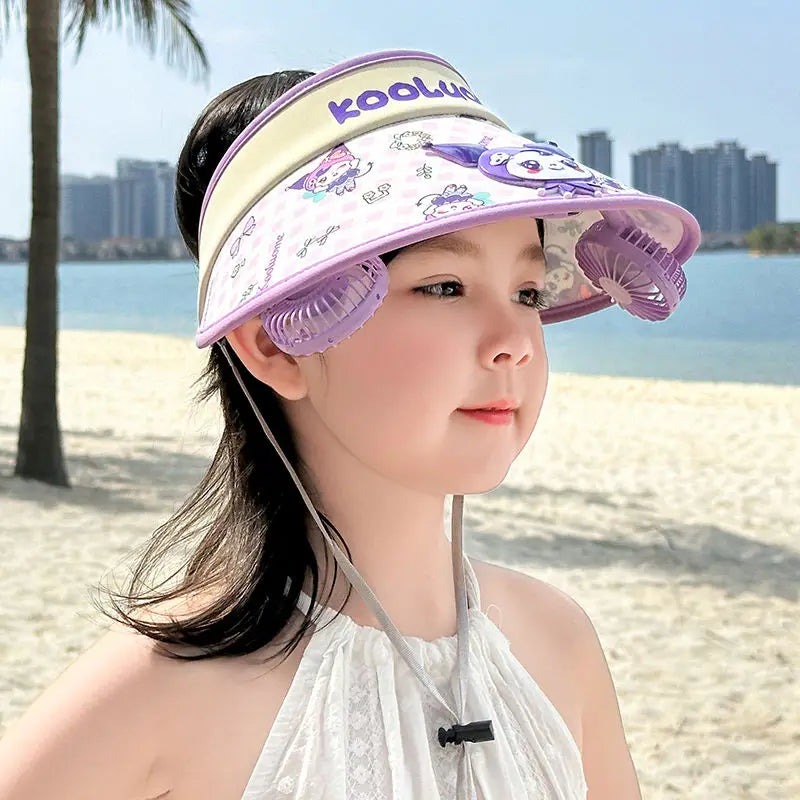 Sunscreen cooling hat with Two chargeable Fan