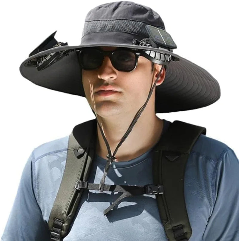 UPF 50+ Wide Brim Solar Fan & Charging Hat