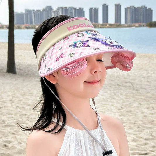 Sunscreen cooling hat with Two chargeable Fan
