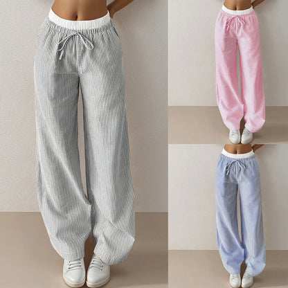 Cotton And Linen Wide-Led Sweatpants