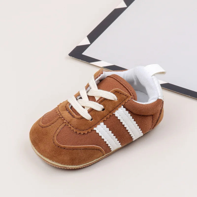 2 Striped  soft soled baby girls shoes  0-18M