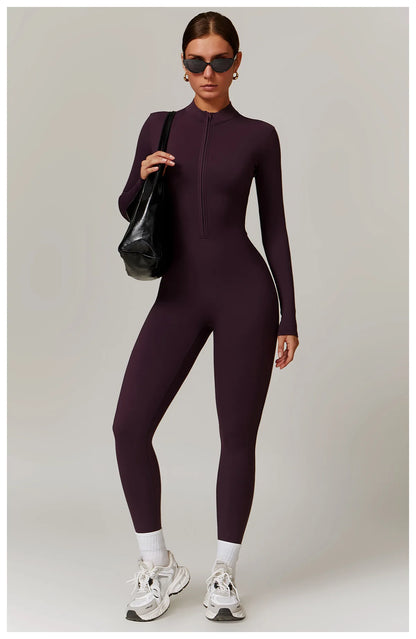 Zipper Yoga Rompers Jumpsuit