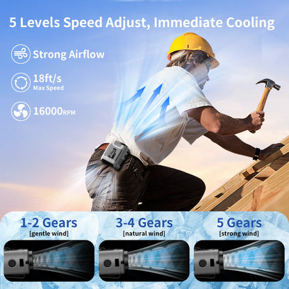 Outdoor Portable Waist Fan,Neck Fan, Hiking Fan  10000mAh