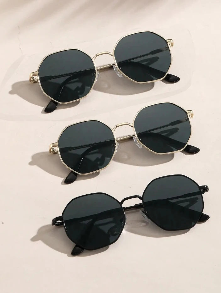 2 Pcs Metal Geometric Classical Sunglasses