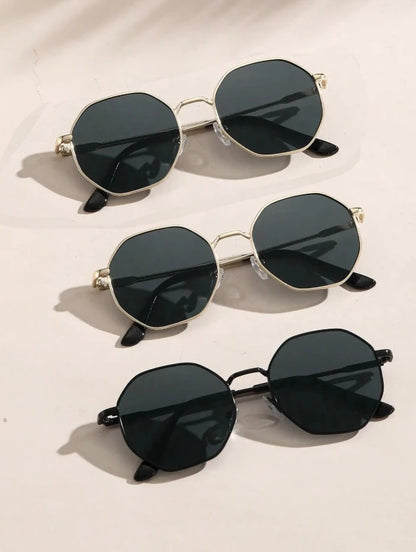 2 Pcs Metal Geometric Classical Sunglasses