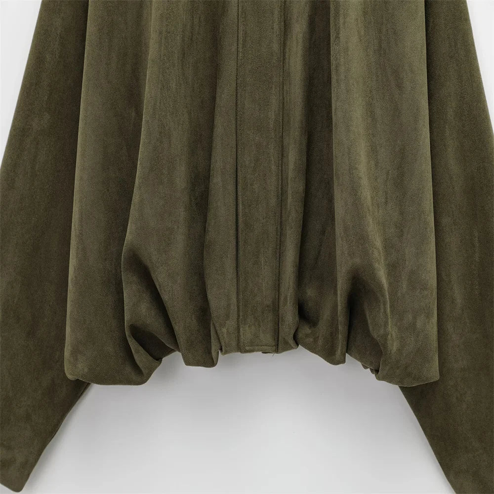 Faux Suede Loose Fit Stylish  Jacket
